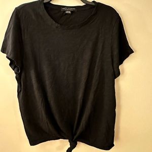 Black front tie tee cotton